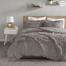 Intelligent Design Malea Shaggy Fur Duvet Cover Set King Brown w/ Shams