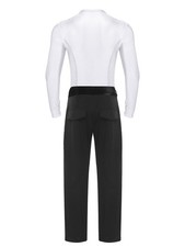 Mens Dancewear Ballroom 2 Piece Costume Outfits Ballet Long Sleeve Jazz V Neck