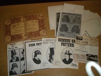 Leather craft lot Tandy hat and vest patterns + Modern Leathercraft text book