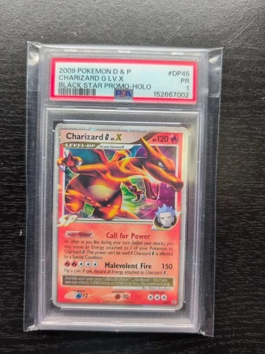 Pokemon Charizard G LV. X DP45 Diamond & Pearl Holo Black Star Promo PSA 1 MK