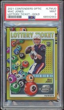 2021 Contenders Optic Lottery Ticket Gold Mac Jones Rookie #9/10 PSA 9 No 10s