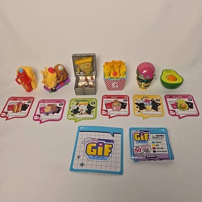 Lot of 6 Oh! My GIF Figures Moose Toys Rare Ice Cream Pizza 1-Bit Pack W/ Cards