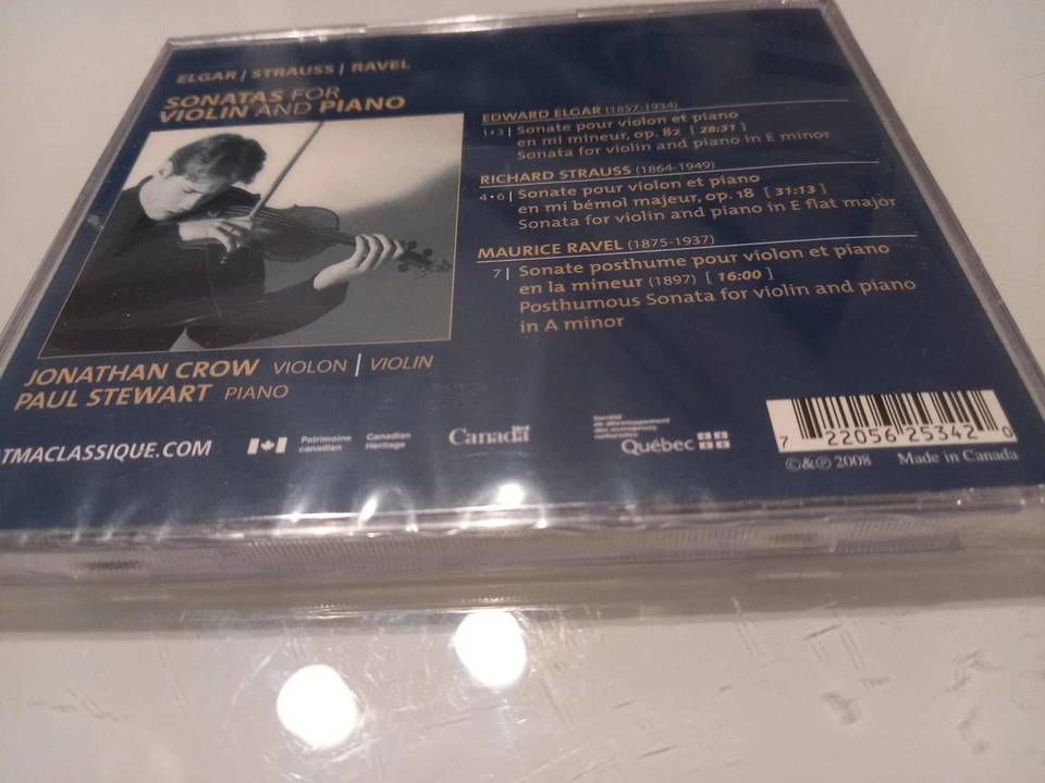 Jonathan Crow • Sonatas for Violin and Piano CD 💿 NEU OVP Elgar Strauss Ravel - Bild 2 von 4