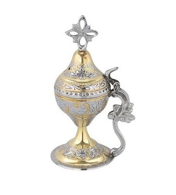 Byzantine Orthodox Greek Censer Brass Incense Burner 14cm 5.51in Christian 7698G