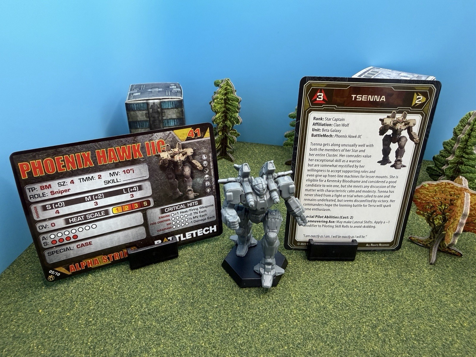 Battletech Phoenix Hawk IIC Mech with Alph Strike and Pilot Cards ...