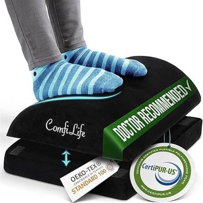Ergonomic Under Desk Foot Rest for Office Use   Adjustable Height Memory Foam