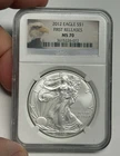 2012 NGC MS70 American Silver Eagle Dollar FIRST RELEASES, $1 U.S. .999 Coin ASE