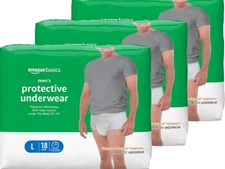 54 Count Amazon Basics Large Incontinence Underwear for Men Maximum Absorbency