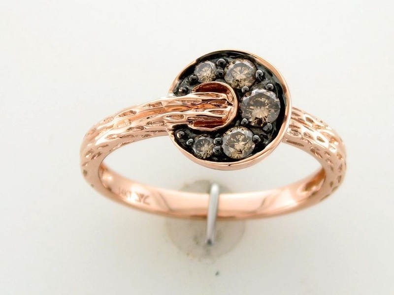 LeVian 14K Rose Gold Cocktail Ring for Her with 0.34 Carat Brown Diamond Size 6