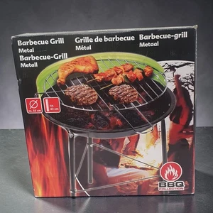 Portable Metal Charcoal BBQ Grill 33cm Round Garden Camping Barbecue