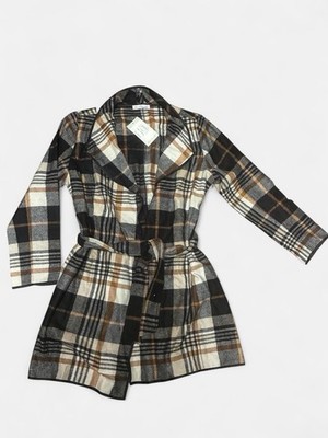 Keren Hart Women's Belted Jacket Size M Plaid
