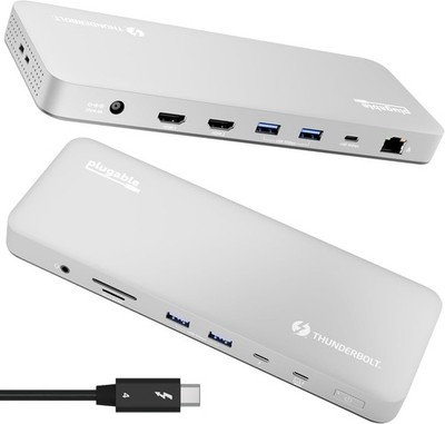 Plugable TBT-UDM Premium Thunderbolt 4 - Laptop  Docking Station - Space Gray