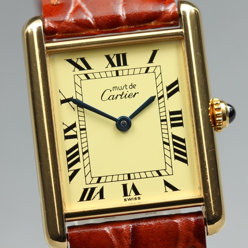 Vintage Cartier must de Tank 590005 LM Quartz Watch 23mm Roman Dial