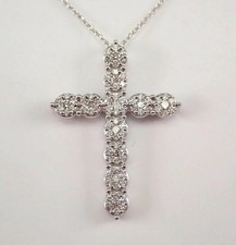 2 Ct Round Cut White Moissanite Cross Charm Pendant 14K White Gold Plated