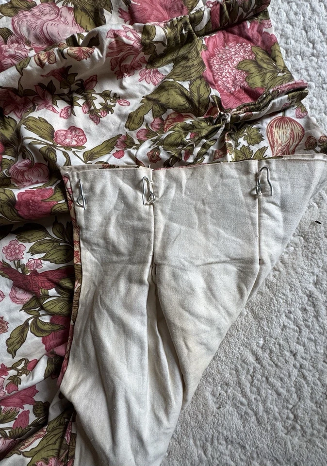 "Par de cortinas vintage mediados de siglo 22x82"" algodón satén pájaro floral botánico plisado" Foto 4 de 4