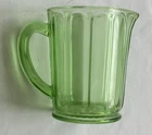 Vintage Hazel Atlas Ribbon or Loop Pattern Glass Pitcher 5" Depression Uranium
