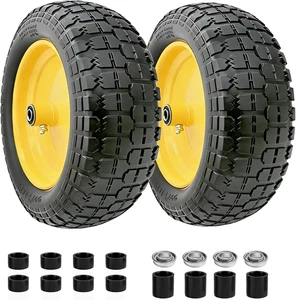 Flat Free Wheelbarrow Tires 4.80/4.00-8 with Adjustable Hub - 2 Pack
