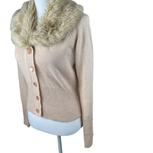 Cardigan SARSAPARILLA ANTHROPOLOGIE collo pelliccia angora misto lana blush rosa L CE - Foto 6 di 10
