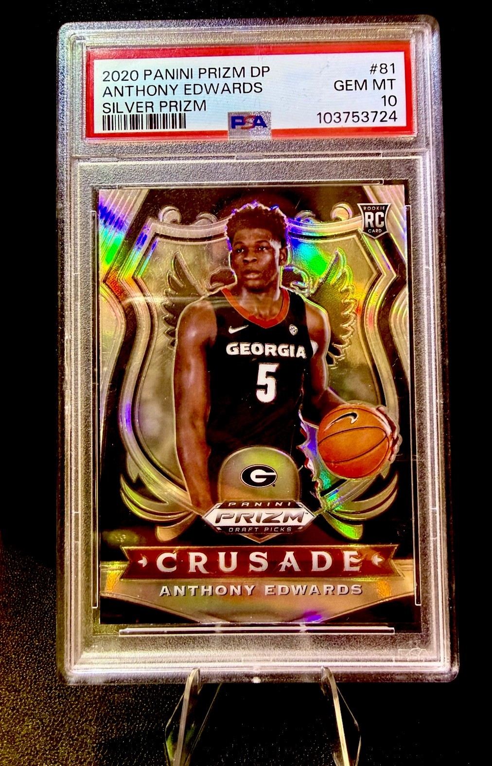 2020 Panini Prizm DP ANTHONY EDWARDS Silver Prizm #81 PSA Gem Mint 10