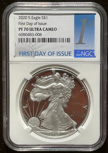 2020-S $1 SILVER AMERICAN EAGLE NGC PF70 First Day of Issue FDOI : 07068