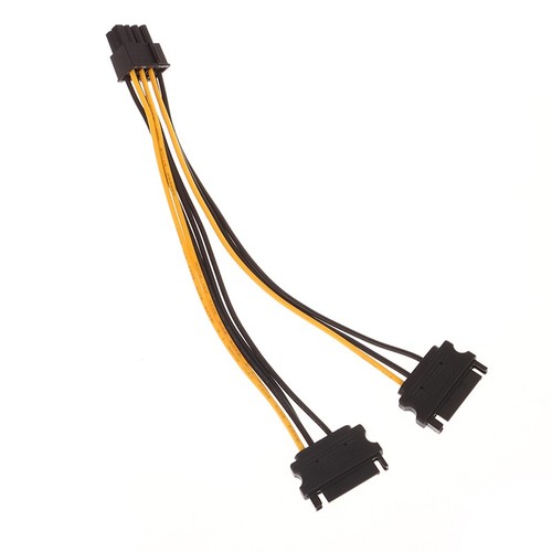 1PC Dual SATA Male To PCIe 8Pin Male PCI Express PCI-E Video Card Splitter - Photo 6/10