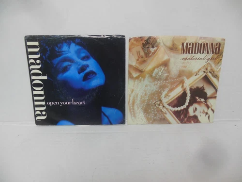 LOT OF 2 MADONNA 45 rpms OPEN YOUR HEART & MATERIAL GIRL