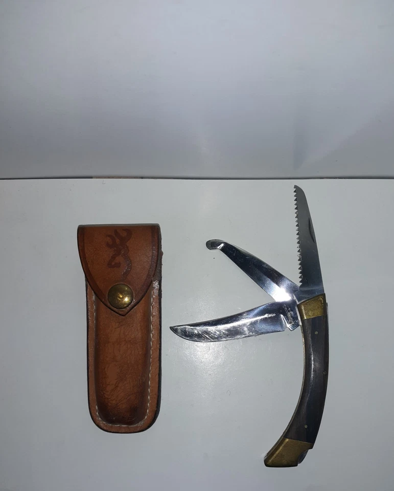 Vintage Browning 503 Japan Big Game Knife + Browning 3818f3 Case - Image 2 of 4