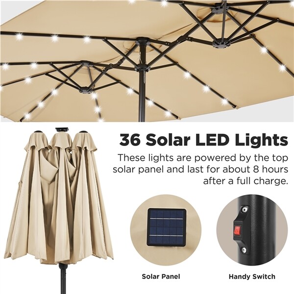 11 ft square patio umbrella 11' Square Cantilever Patio Umbrella with LED Light, Base Not Included Red