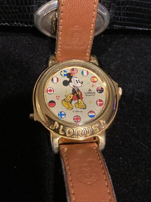 VINTAGE RARE Disney Lorus Mickey Mouse Medoly Watch It's A Small World 1990s