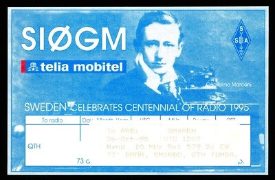 1 x QSL Karte Radio Schweden SI0GM 1995 Tumba - Marconi   A775