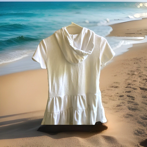 CAT & JACK Size L (10/12) WHITE Hooded Coverup Swim COVER UP Girls - Picture 3 of 3