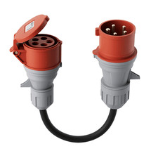 CEE Adapter Starkstrom 32A Stecker auf 16A Kupplung 400V 0,5M/ FI/LS-Schalter
