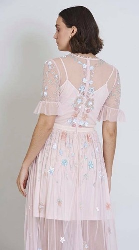 Maxi Vestido Dama de Honor Frock & Frill Rosa Bordado Fillipa (Talla 16) - Imagen 5 de 9