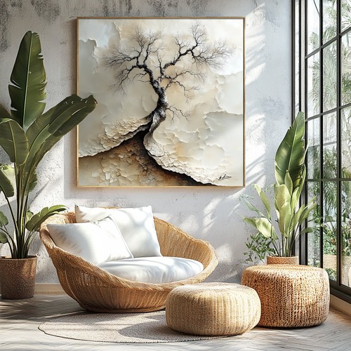 Leinwand Bild Landschaft Baum Modernes Gemälde Wandbilder XXL Wohnzimmer 7726A - Bild 2 von 8