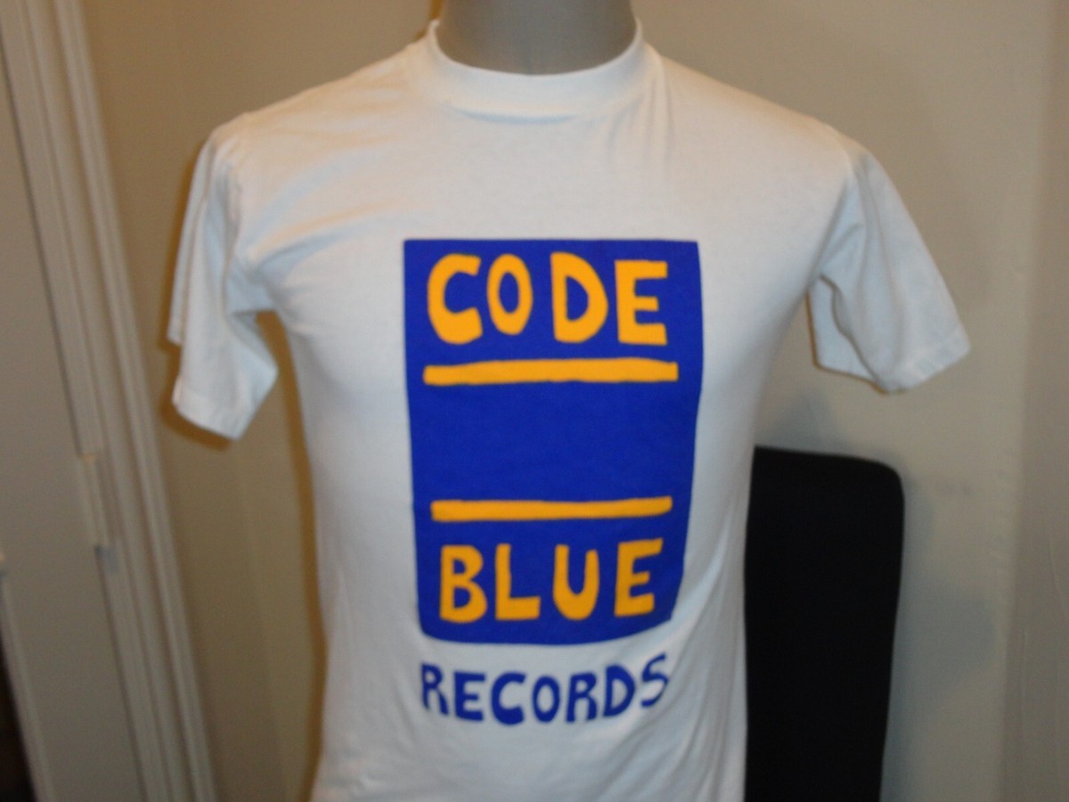 Vtg 90' s Jerzees White CODE BLUE Records DEFUNCT Old School