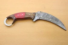 Custom Hand Forged Damascus Steel Hunting Karambit Knife Full Tang + Sheath