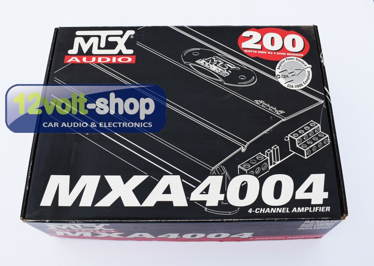 MTX MTA4004 4-ch amplifier 4x100W/2Ω; 2x200W/4Ω; remote bass ctrl