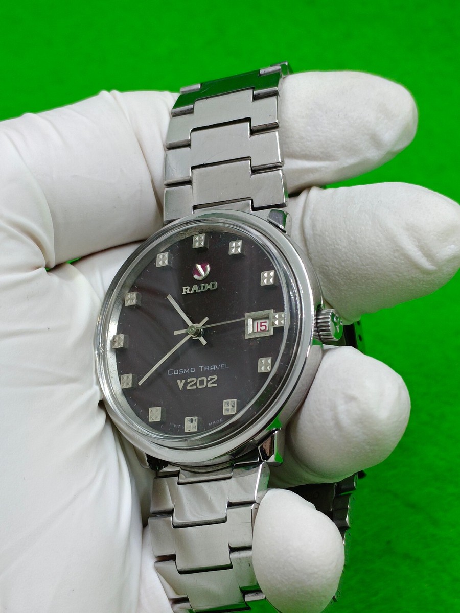 Rado Cosmo Travel V202 Automatic Date Dark Red Dial SS 37mm