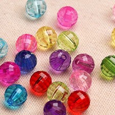 Mixed Colour Transparent Acrylic Round Beads Faceted Ball Beads 6mm-12mm