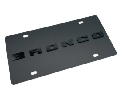Premium Black Metal License Plate w/ 3D Ford Bronco Block Script Logo