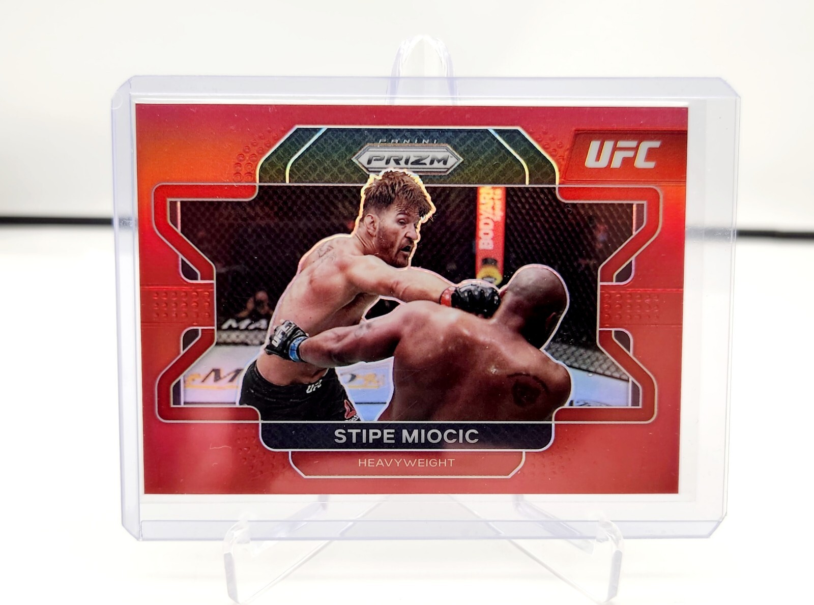 2022 Panini Prizm UFC #100 Stipe Miocic #'D /299 Red Prizm Heavyweight 🇺🇸 HOF