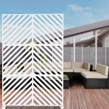 Steel Outdoor Striped Privacy Screen Decoration Panel Rectangular Home Fence Set