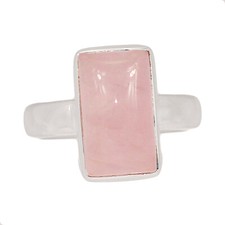 Natural Rose Quartz - Madagascar 925 Sterling Silver Ring Jewelry s.6 CR60594