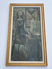 Antique Portrait Painting Expressionism 1952 Artist Studio Modernism Mystery Oil