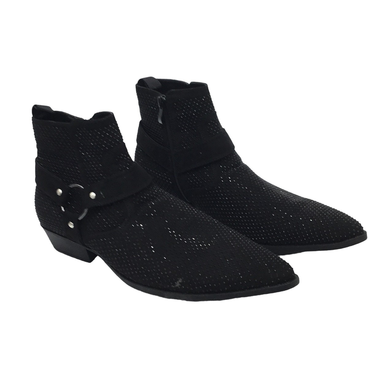 ASOS Womens Black Faux Suede w Rhinestone Western Chelsea Boots