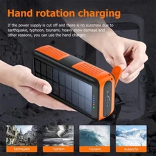 50000mAh Hand Crank Solar Power Bank Charger Outdoor External Portable Battery