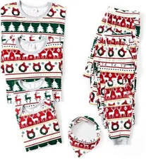 PATPAT Family Christmas Pjs Matching Sets Reindeer and Snowflake Patterned Sleep