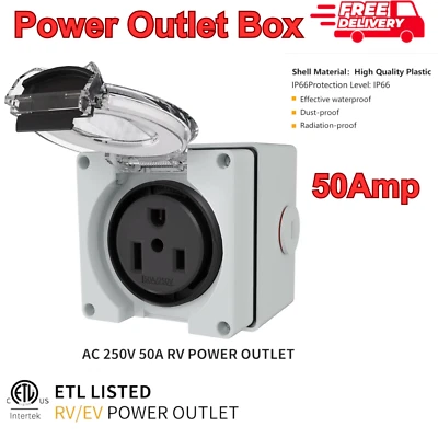 STARELO 50Amp Power Outlet Box,NEMA 6-50R Receptacle,250Volt Heavy-Duty Outdoor
