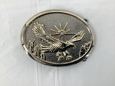 Vintage Jeweled Flying EAGLE Gold  Silver Tone Belt Buckle