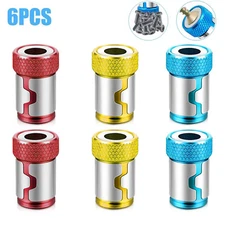 6PCS 1/4 inch Screwdriver Bits Batch Head Holder Magnetic Ring Screwlock Sleeve